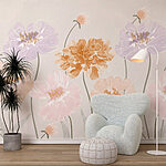 Papier peint Groupe de fleurs avec feuilles