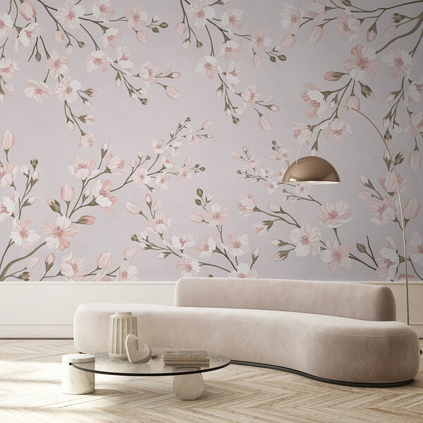Motif de fleurs sur fond blanc Papier peint Motif de fleurs sur fond blanc