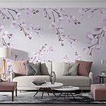 Papier peint Motif de fleurs sur fond blanc