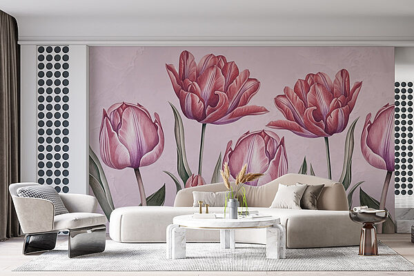 Groupe de fleurs roses Papier peint Groupe de fleurs roses