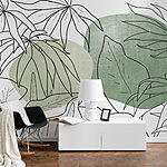 Papier peint Dessin de feuilles et de plantes