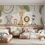Papier peint Groupe d'animaux assis sur une branche