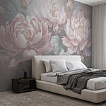 Papier peint Peinture de fleurs sur fond gris