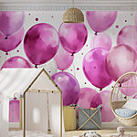 Papier peint Groupe de ballons violets et blancs