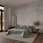Papier peint Feuilles blanches sur fond beige