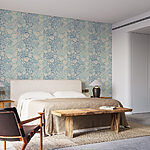 Papier peint Motif de fleurs bleues et blanches