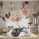 Papier peint Groupe de fleurs avec feuilles
