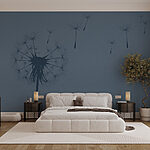 Papier peint Graines de pissenlit volant dans l'air