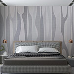 Papier peint Tissu blanc et gris à motifs