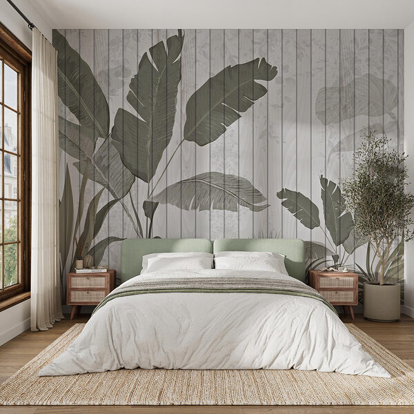 Papier peint avec des feuilles et des plantes Papier peint Papier peint avec des feuilles et des plantes