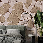 Papier peint Élégant motif botanique dans des tons doux