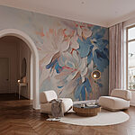 Papier peint Peinture de fleurs sur une surface blanche