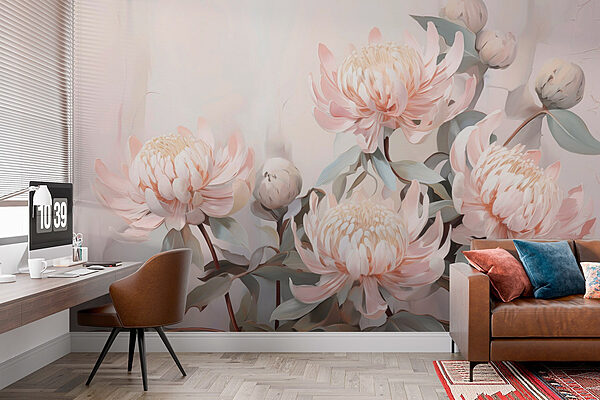 Pétales en fleurs aux teintes douces Papier peint Pétales en fleurs aux teintes douces
