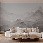 Papier peint Montagnes blanches sur fond blanc