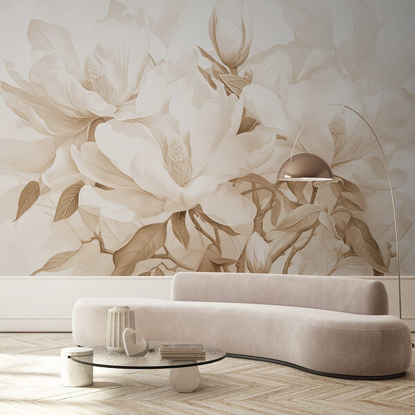 Papier peint Fleurs délicates dans des teintes douces