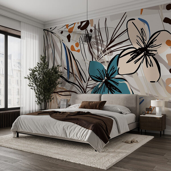 Motif floral coloré avec des fleurs Papier peint Motif floral coloré avec des fleurs