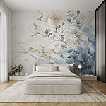 Papier peint Peinture d'une branche d'arbre avec des feuilles