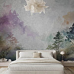Papier peint Peinture des arbres et des buissons