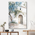 Tableaux Peinture d'une porte et d'un arbre sur un mur