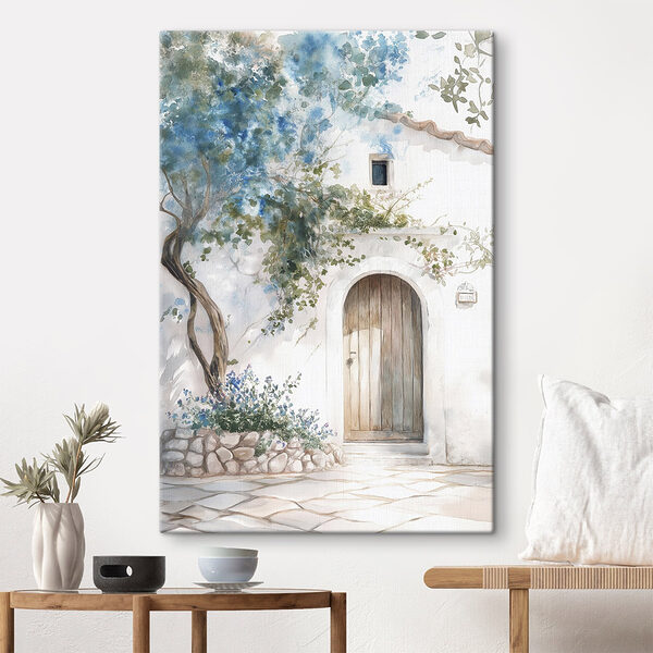 Peinture d'une porte et d'un arbre sur un mur Tableaux Peinture d'une porte et d'un arbre sur un mur