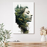 Tableaux Visage de femme avec arbres et nuages