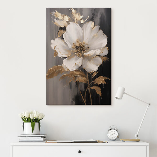 Fleur blanche élégante sur fond sombre Tableaux Fleur blanche élégante sur fond sombre