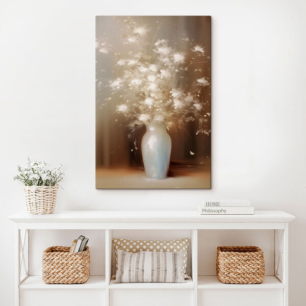Vase blanc avec fleurs blanches Tableaux Vase blanc avec fleurs blanches