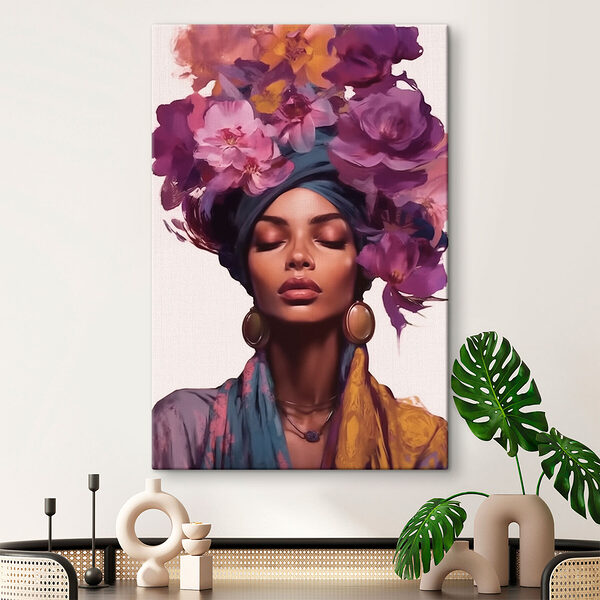 Femme avec des fleurs sur la tête Tableaux Femme avec des fleurs sur la tête