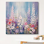Tableaux Peinture de fleurs sur fond bleu