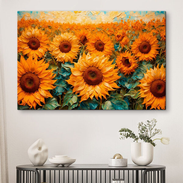 Peinture de tournesols dans un champ Tableaux Peinture de tournesols dans un champ