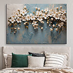 Tableaux Fleurs blanches sur fond bleu