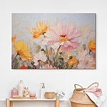 Tableaux Peinture de fleurs sur fond bleu