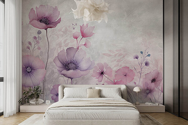 Peinture de fleurs sur fond blanc Papier peint Peinture de fleurs sur fond blanc