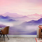Papier peint Paysage de montagnes avec nuages
