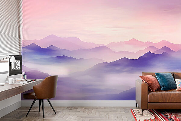 Paysage de montagnes avec nuages Papier peint Paysage de montagnes avec nuages