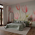 Papier peint Groupe de fleurs roses