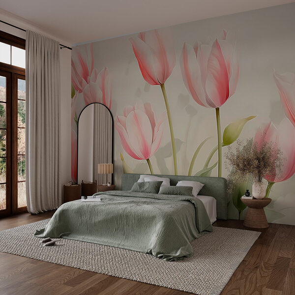 Groupe de fleurs roses Papier peint Groupe de fleurs roses