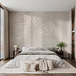 Papier peint Feuilles blanches sur fond blanc