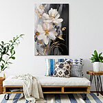 Tableaux Fleurs délicates sur une toile sombre