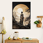 Tableaux Femme en robe longue regardant le soleil