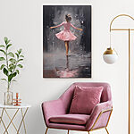 Tableaux Peinture d'une fille en robe rose dansant sous la pluie