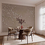 Papier peint Fleurs blanches sur une branche d'arbre