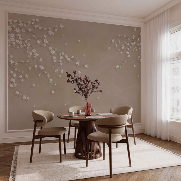 Fleurs blanches sur une branche d'arbre Papier peint Fleurs blanches sur une branche d'arbre
