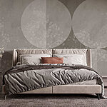 Papier peint Papier peint gris et blanc avec des cercles et des fleurs blanches
