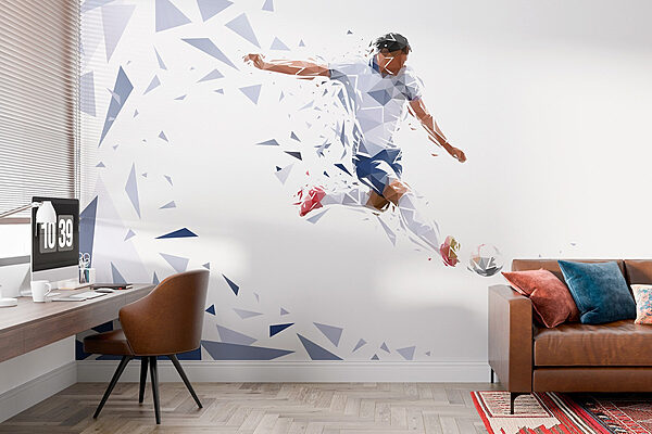 Homme bottant un ballon de football Papier peint Homme bottant un ballon de football