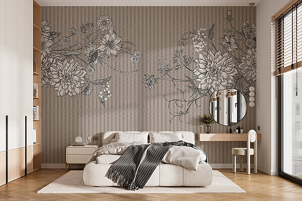 L'élégance florale dans un design harmonieux Papier peint L'élégance florale dans un design harmonieux