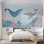 Papier peint Baleine et baleine sous l'eau