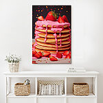 Tableaux Pile de crêpes avec glaçage rose et fraises