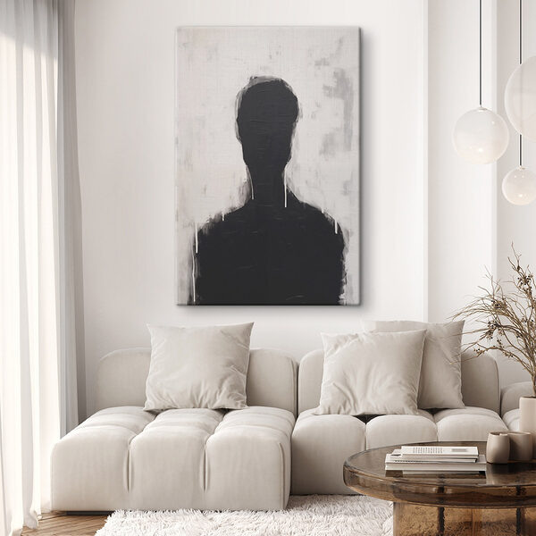 Tableaux Peinture en noir et blanc de la tête d'une personne