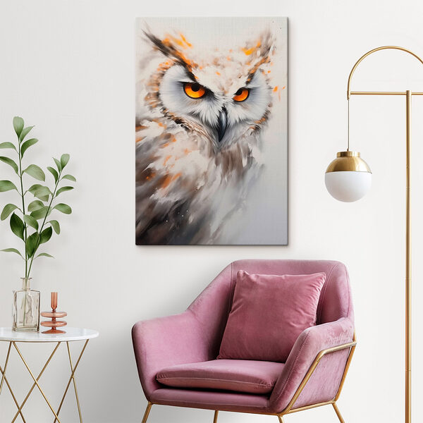 Un hibou aux yeux jaunes Tableaux Un hibou aux yeux jaunes